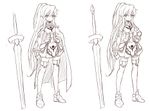 在最初的设定中艾丽希斯使用更长更细的剑作为武器。