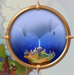 World map with a vague silhouette of Elysion not seen ingame.