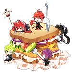 Promotional artwork for the Elsword Cafe, featuring various characters in their April Fool's Maid and Butler sets.