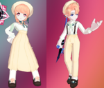 Full set appearance (female characters left, male characters right)