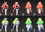 Full set appearance (Rose, Glam Cats top, Brilliant Cats bottom)